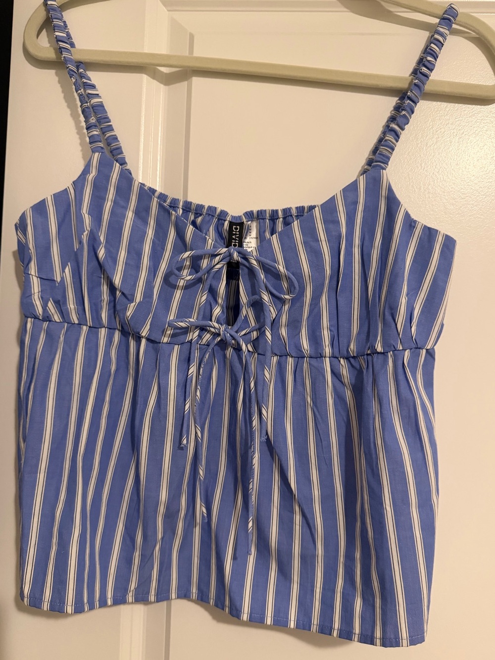 H&M Blue and White Striped Tie-Front Tank Top NWT